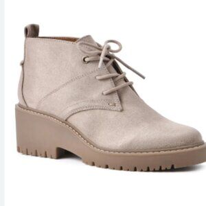 White Mountain Daniella Lace-up Booties in Sand